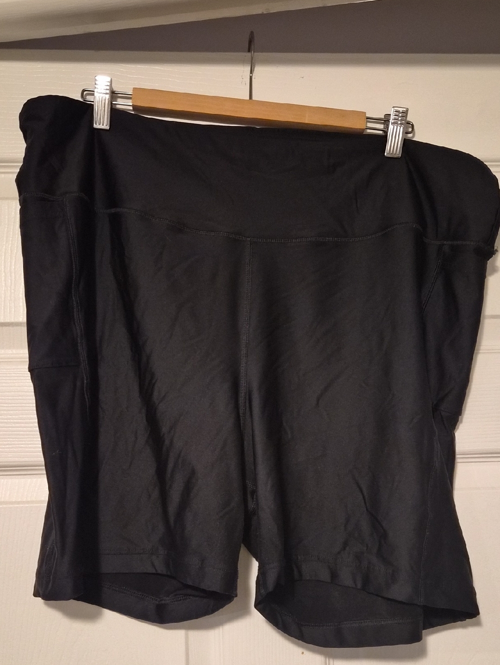 Black High-Waist Swim Short With Pockets